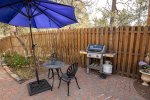 Patio with Umbrella, Small Table and Grill